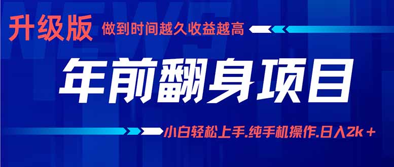 年前翻身项目，新手小白月入3w+，纯手机一条龙实操玩法-网创资源站