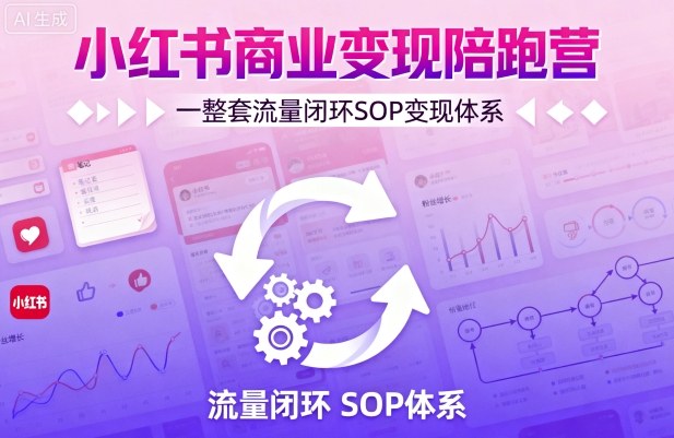小红书商业变现陪跑营，轻IP矩阵 私域获客 聚光投流，一整套流量闭环SOP变现体系-网创资源站