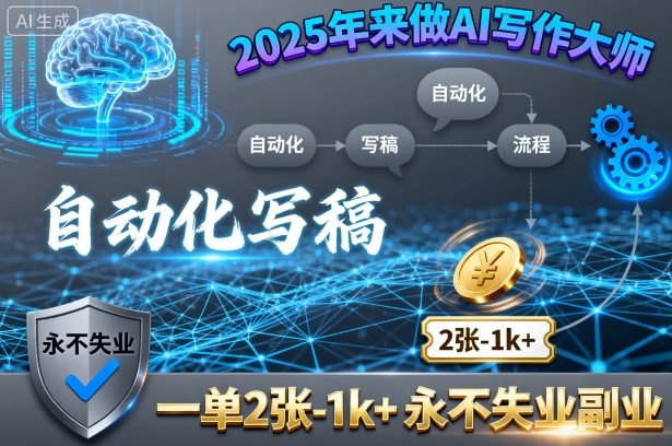 2025年来做AI写作大师，自动化写稿，一单2张-1k+，永不失业副业-网创资源站