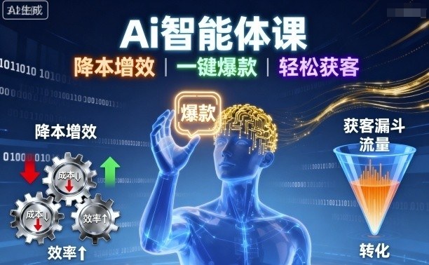 Ai智能体课，降本增效，一键爆款，轻松获客-网创资源站