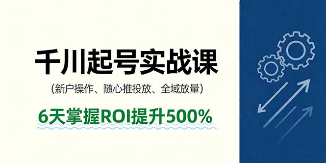 抖音千川起号实战课，新户操作,随心推投放,全域放量，6天掌握ROI提升500%-网创资源站