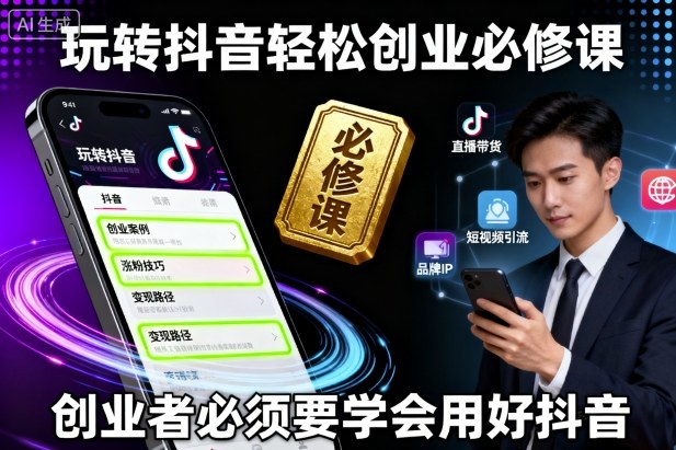 玩转抖音轻松创业必修课，创业者必须要学会用好抖音-网创资源站