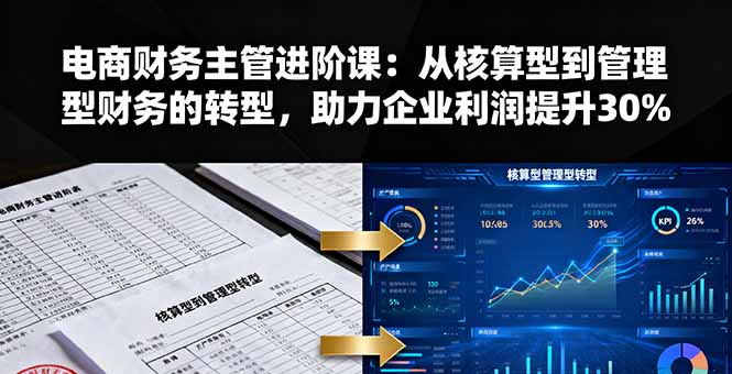 电商财务主管进阶课：从核算型到管理型财务的转型，助力企业利润提升30%-网创资源站