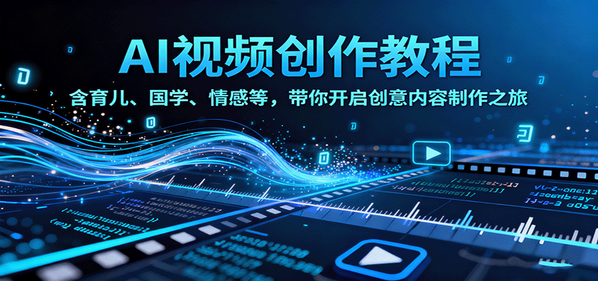 AI视频创富课，含育儿、国学、情感等，带你开启创意内容制作之旅-网创资源站