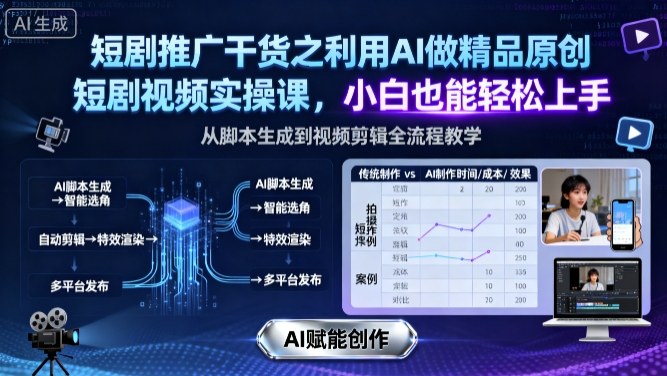 短剧推广干货之利用AI做精品原创短剧视频实操课，小白也能轻松上手-网创资源站