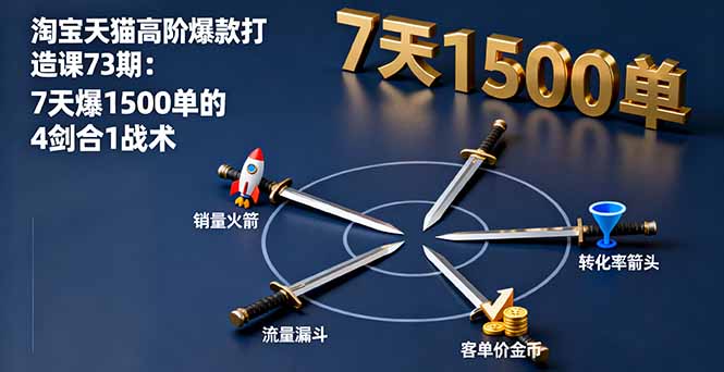 淘宝天猫高阶爆款打造课73期：7天爆1500单的4剑合1战术-网创资源站