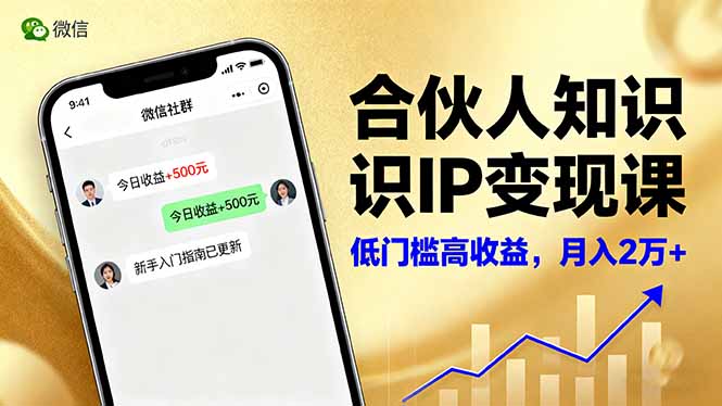 合伙人知识IP变现课，微信生态,内容创作与爆款打造,全网引流，新手月入2w+-网创资源站