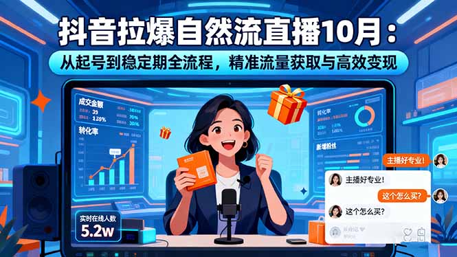 抖音拉爆自然流直播10月：从起号到稳定期全流程，精准流量获取与高效变现-网创资源站