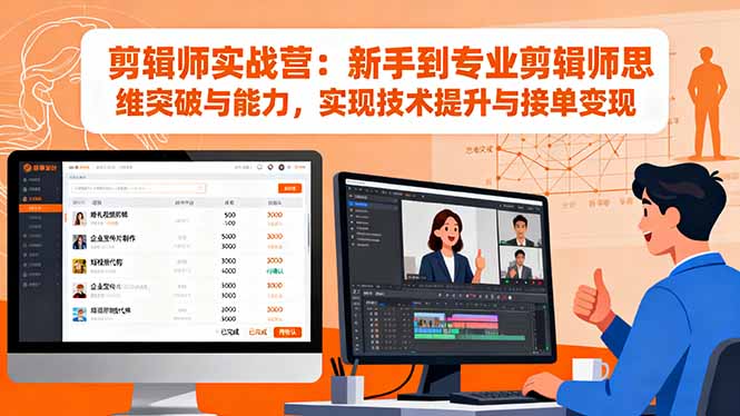 剪辑师实战营：新手到专业剪辑师思维突破与能力，实现技术提升与接单变现-网创资源站