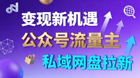 公众号流量主+私域网盘拉新，多方式变现，简单易上手，当天就有收益-网创资源站