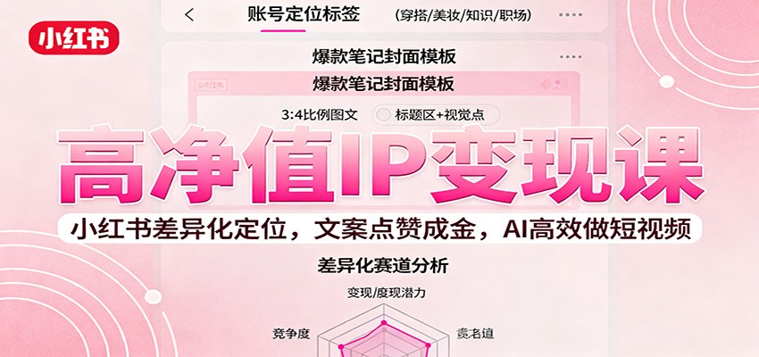 高净值IP变现课：小红书差异化定位，文案点赞成金， AI高效做短视频-网创资源站
