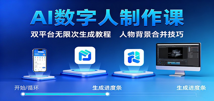 AI数字人制作课：双平台无限次生成教程，人物背景合并技巧-网创资源站