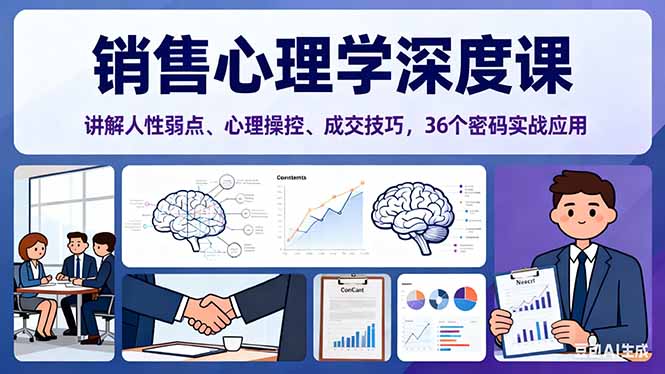 销售心理学深度课，讲解人性弱点、心理操控、成交技巧，36个密码实战应用-网创资源站