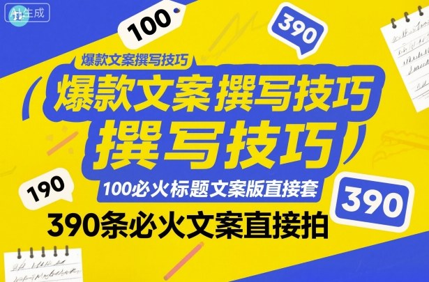爆款文案撰写技巧，100个必火标题文案模版直接套，390条必火文案直接拍-网创资源站