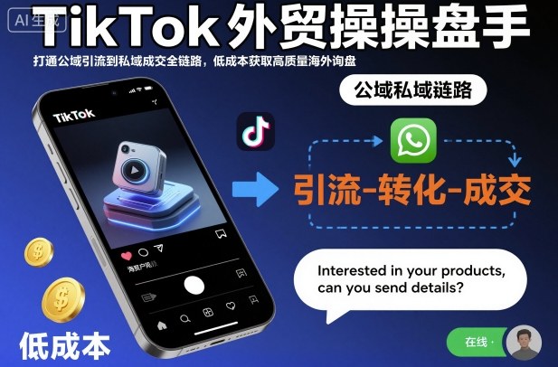 TikTok外贸操盘手，打通公域引流到私域成交全链路，低成本获取高质量海外询盘-网创资源站