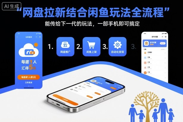 网盘拉新结合闲鱼玩法全流程，能传给下一代的玩法，一部手机即可搞定(附入口渠道以及实操教程)-网创资源站