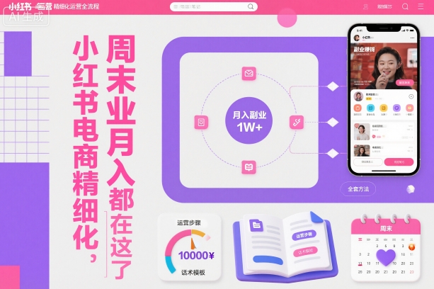 小红书电商精细化运营全流程，周末副业月入1W+，全套方法都在这了-网创资源站