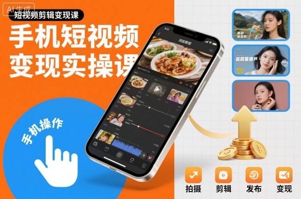 手机短视频变现实操课，短视频剪辑变现课-网创资源站