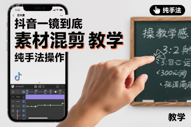 抖音一镜到底素材混剪教学，纯手法操作-网创资源站