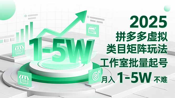 2025 拼多多虚拟类目矩阵玩法，工作室批量起号，月入 1-5W 不难-网创资源站