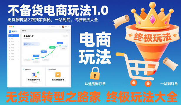 不备货电商玩法1.0，无货源转型之路独家揭秘，一站到底，终极玩法大全-网创资源站