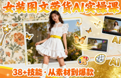 女装图文带货的AI实操课，覆盖38个实用技能，快速提升素材制作效率-网创资源站