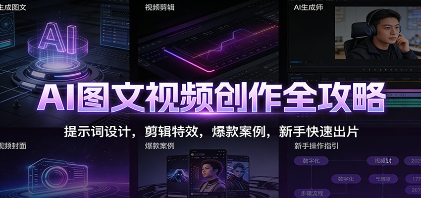 AI图文视频创作全攻略：提示词设计，剪辑特效，爆款案例，新手快速出片-网创资源站