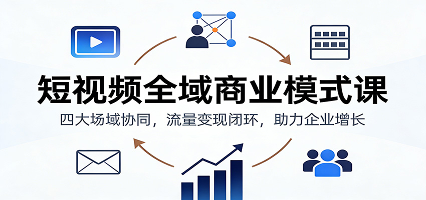 短视频全域商业模式课：四大场域协同，流量变现闭环，助力企业增长-网创资源站