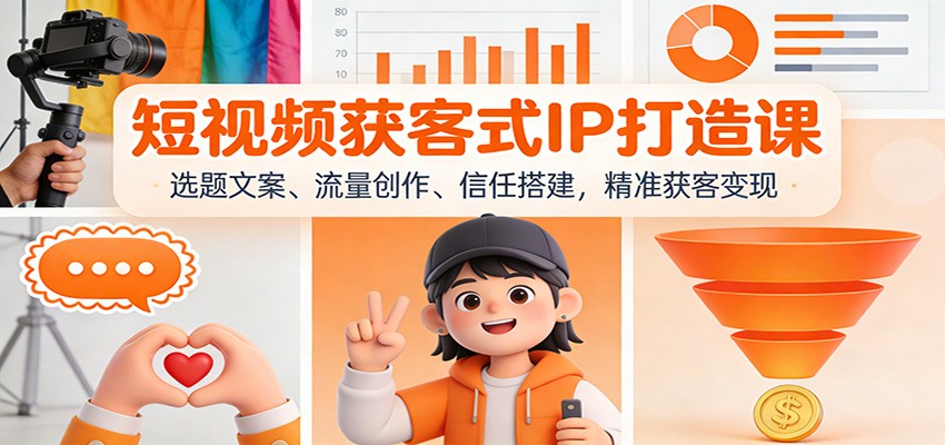 短视频获客式IP打造课：选题文案、流量创作、信任搭建，精准获客变现-网创资源站