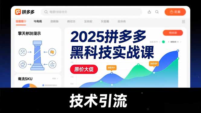 2025拼多多黑科技实战课，擎天柱玩法、爆流SKU、原价大促，技术引流，单店日销轻松破千单-网创资源站