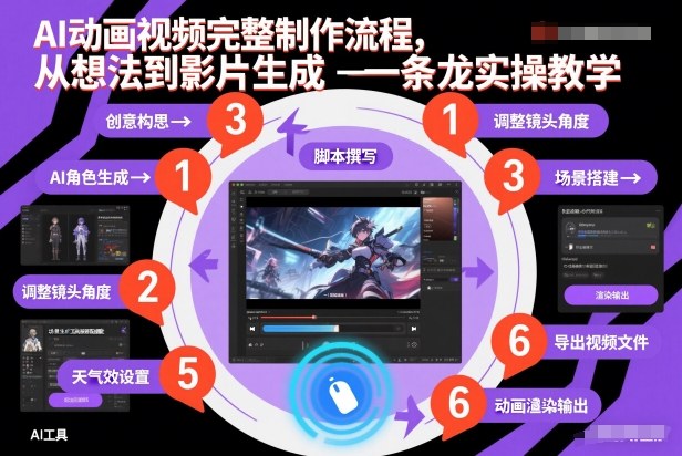 AI动画视频完整制作流程，从想法到影片生成一条龙实操教学-网创资源站
