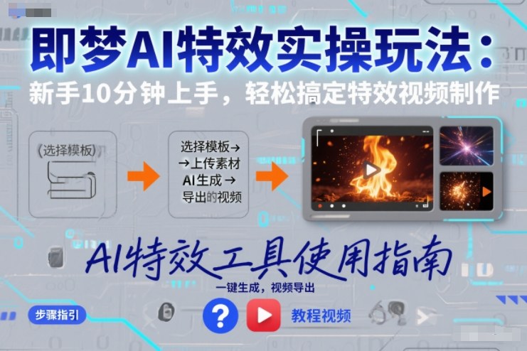 即梦AI特效实操玩法：新手10分钟上手，轻松搞定特效视频制作-网创资源站