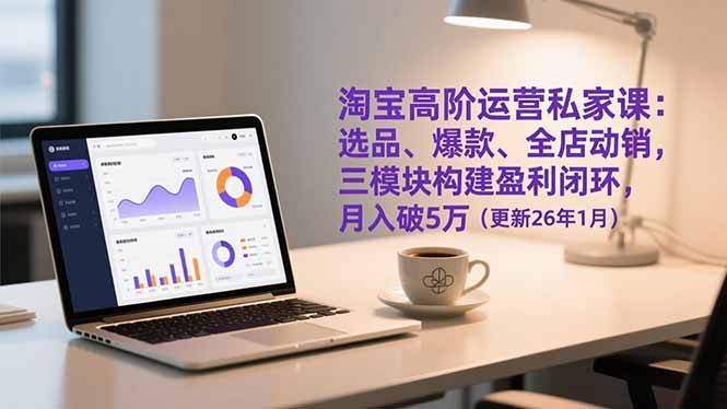 淘宝高阶运营私家课：选品、爆款、全店动销，三模块构建盈利闭环，月入破5万(更新26年1月-网创资源站