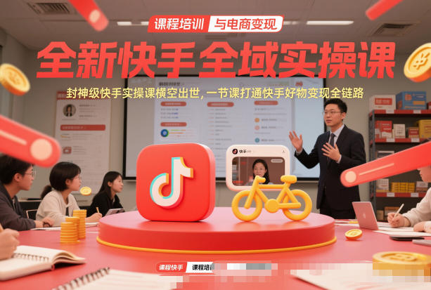 全新快手全域实操课，封神级快手实操课横空出世，一节课打通快手好物变现全链路-网创资源站