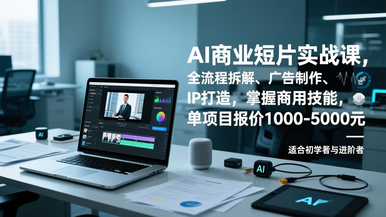 AI商业短片实战课，全流程拆解、广告制作、IP打造，掌握商用技能，单项目报价1000-5000元-网创资源站
