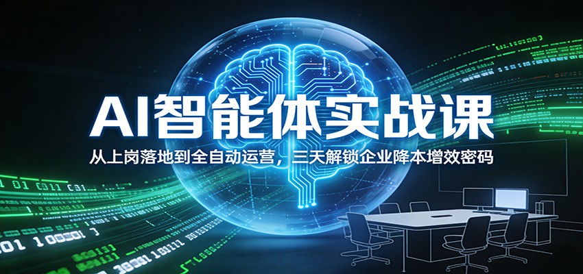 AI智能体实战课：从上岗落地到全自动运营，三天解锁企业降本增效密码-网创资源站