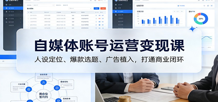 自媒体账号运营变现课：人设定位、爆款选题、广告植入，打通商业闭环-网创资源站