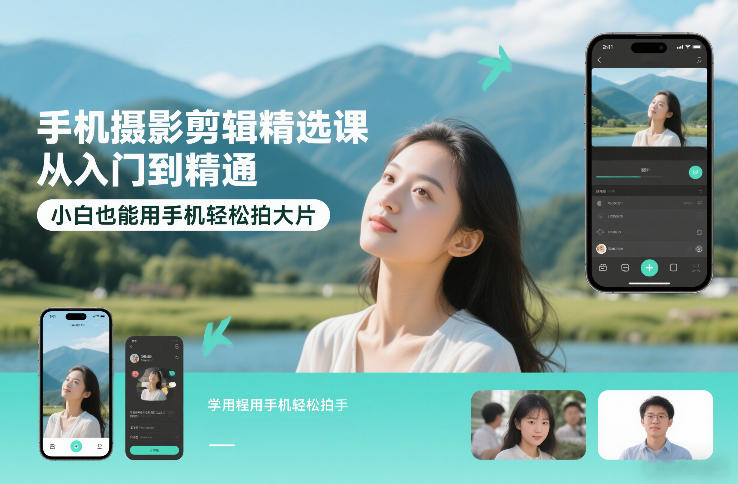 手机摄影剪辑精选课，从入门到精通，小白也能用手机轻松拍大片-网创资源站