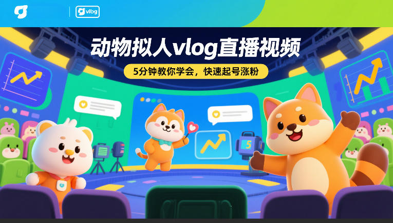 动物拟人vlog直播视频，5分钟教你学会，快速起号涨粉-网创资源站