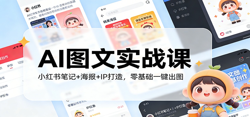 AI图文实战课：小红书笔记+海报+IP打造，零基础一键出图-网创资源站