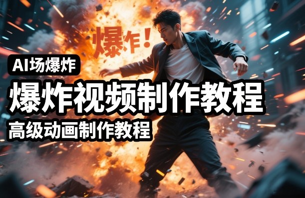 AI场景爆炸视频制作教程，利用人物实拍视频制作出高级的动画特效-网创资源站