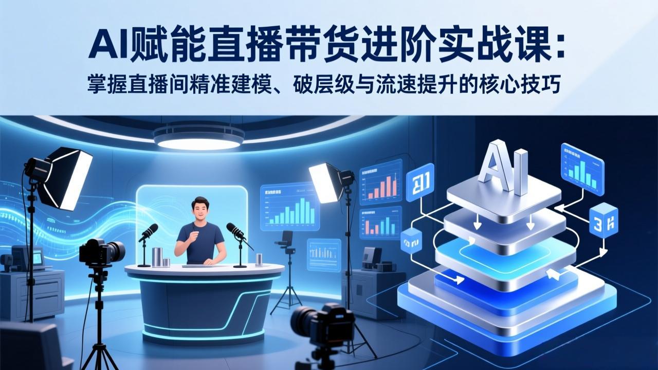 AI赋能直播带货进阶实战课：掌握直播间精准建模、破层级与流速提升的核心技巧-网创资源站