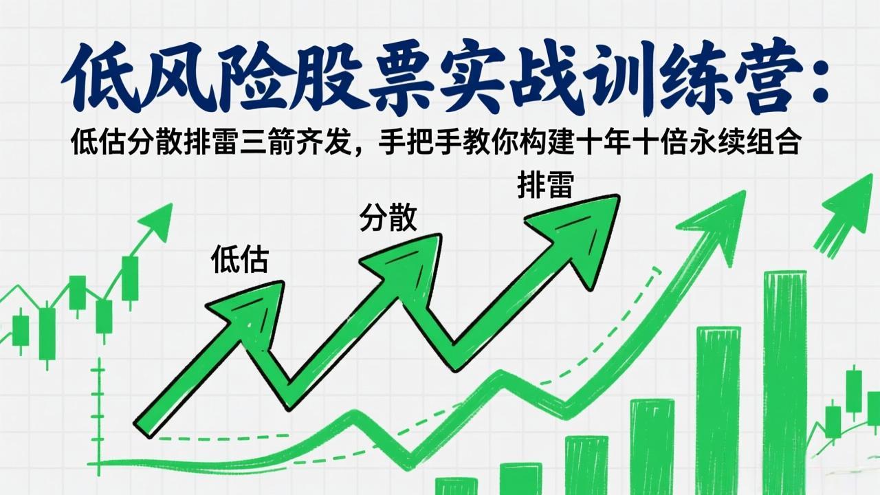 低风险股票实战训练营：低估分散排雷三箭齐发，手把手教你构建十年十倍永续组合-网创资源站