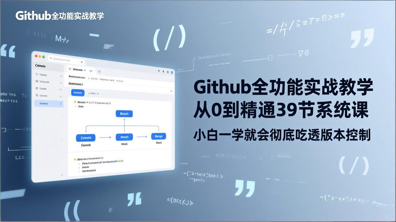 GitHub-全功能实战教学，从0到精通39节系统课，小白一学就会彻底吃透版本控制-网创资源站