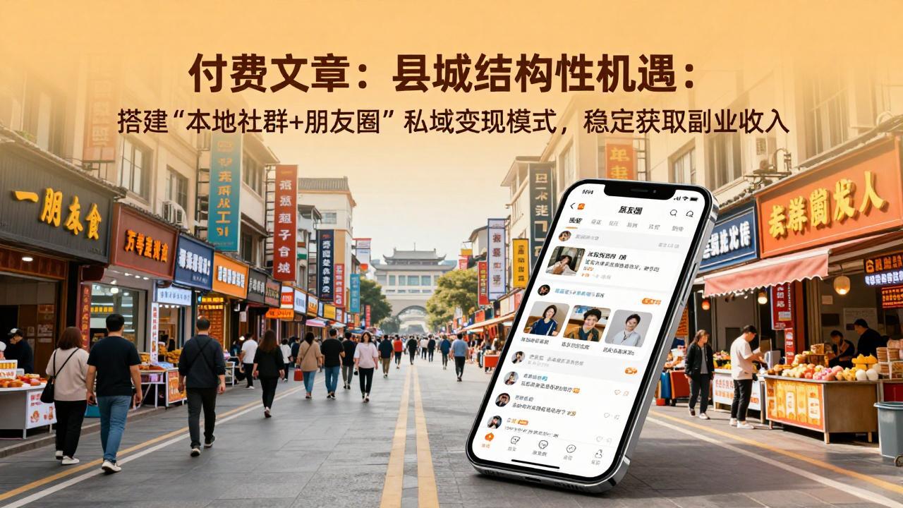 付费文章：县城结构性机遇：搭建“本地社群+朋友圈”私域变现模式，稳定获取副业收入-网创资源站
