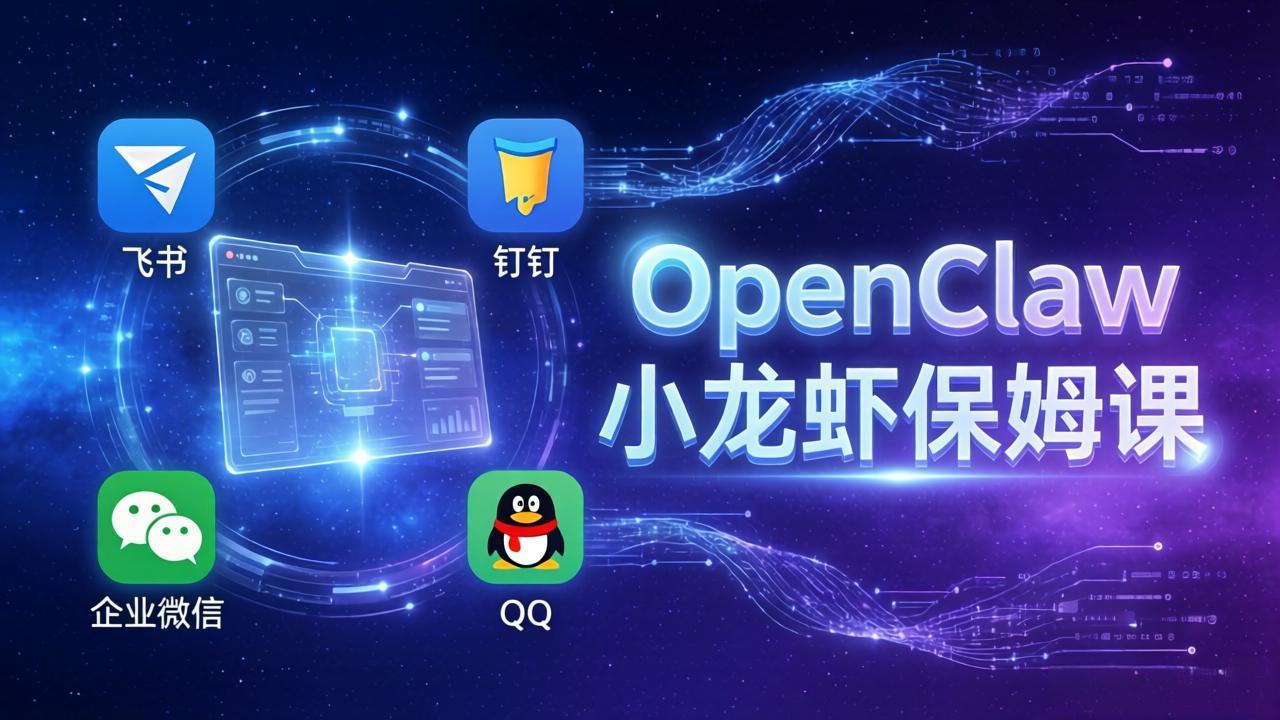 OpenClaw小龙虾保姆课： Windows/macOS/Linux/Docker全系统安装，飞书+钉钉+企业微信+QQ 全接入-网创资源站