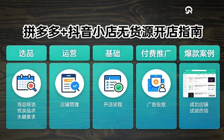 拼多多+抖音小店无货源开店，包括：选品、运营、基础、付费推广、爆款案例等(更新26年3月)-网创资源站