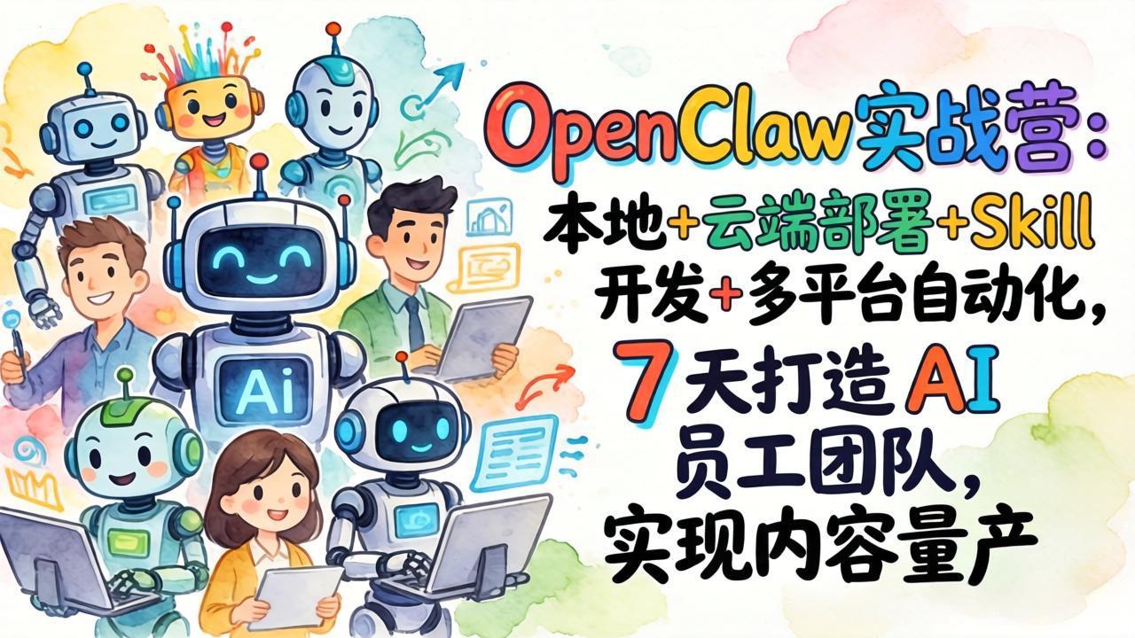 OpenClaw实战营：本地+云端部署+Skill开发+多平台自动化，7 天打造 AI 员工团队，实现内容量产-网创资源站