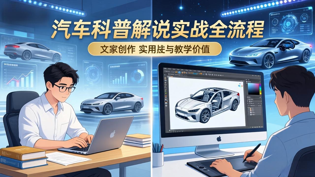 抖音汽车科普解说实战：文案+动画+画面处理+去水印全流程，打造专业汽车科普视频-网创资源站