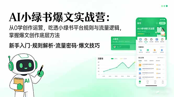 AI 小绿书爆文实战营：从0学创作运营，吃透小绿书平台规则与流量逻辑，掌握爆文创作底层方法-网创资源站